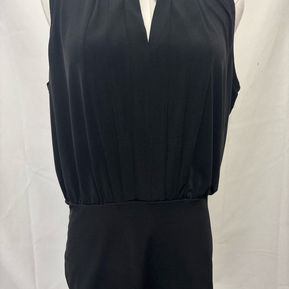 White House Black Market Black Sleeveless Pleated Blouse
